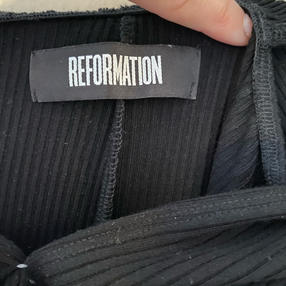 Black rib knit reformation dress